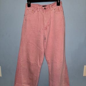 Pretty little thing Pink Denim Jeans Size 2 Wide leg High waist